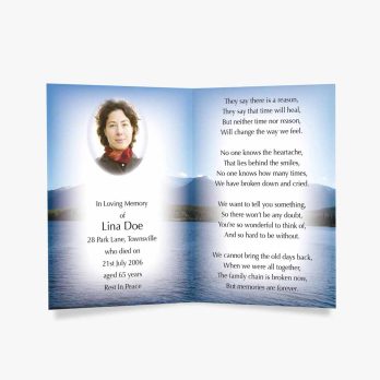 memorial card template - lake view