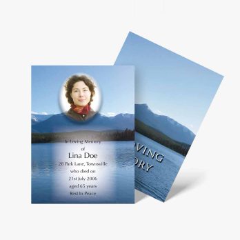 mountain lake funeral card template