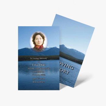 mountain lake funeral card template