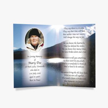 memorial card template - lake view