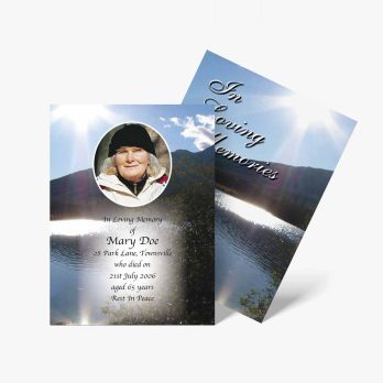 a funeral card with a photo of a woman on the front