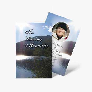 a funeral card with a photo of a woman on it