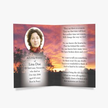 a beautiful sunset funeral card template