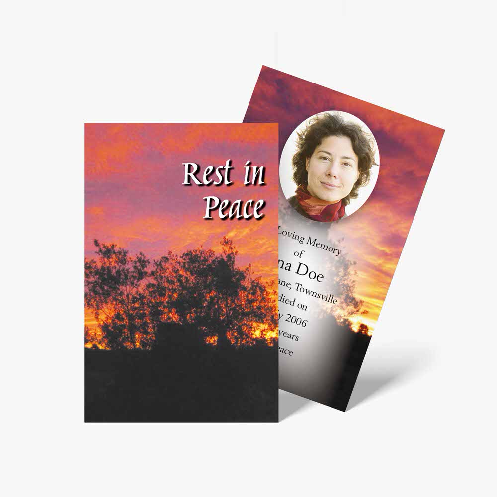 rest in peace memorial card template