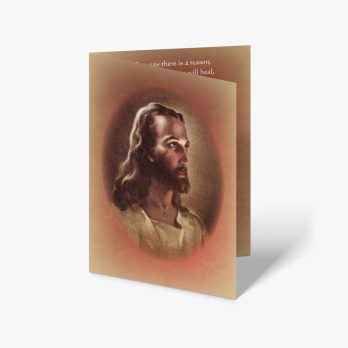 a card with jesus' face on it