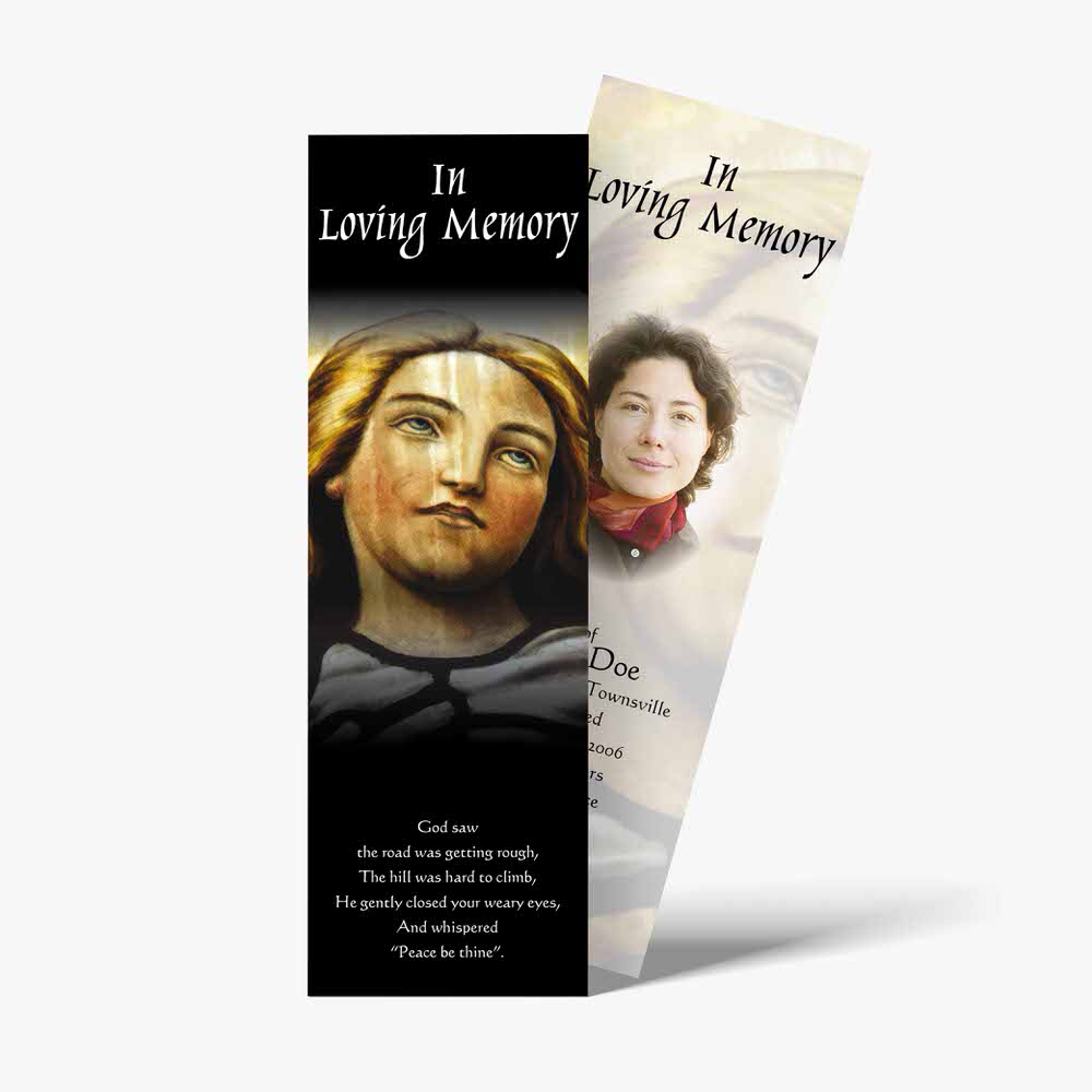 a bookmark with a picture of a woman and a man