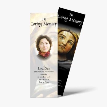 a bookmark with a picture of jesus and a woman