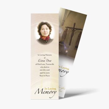 a bookmark with a photo of a woman on it
