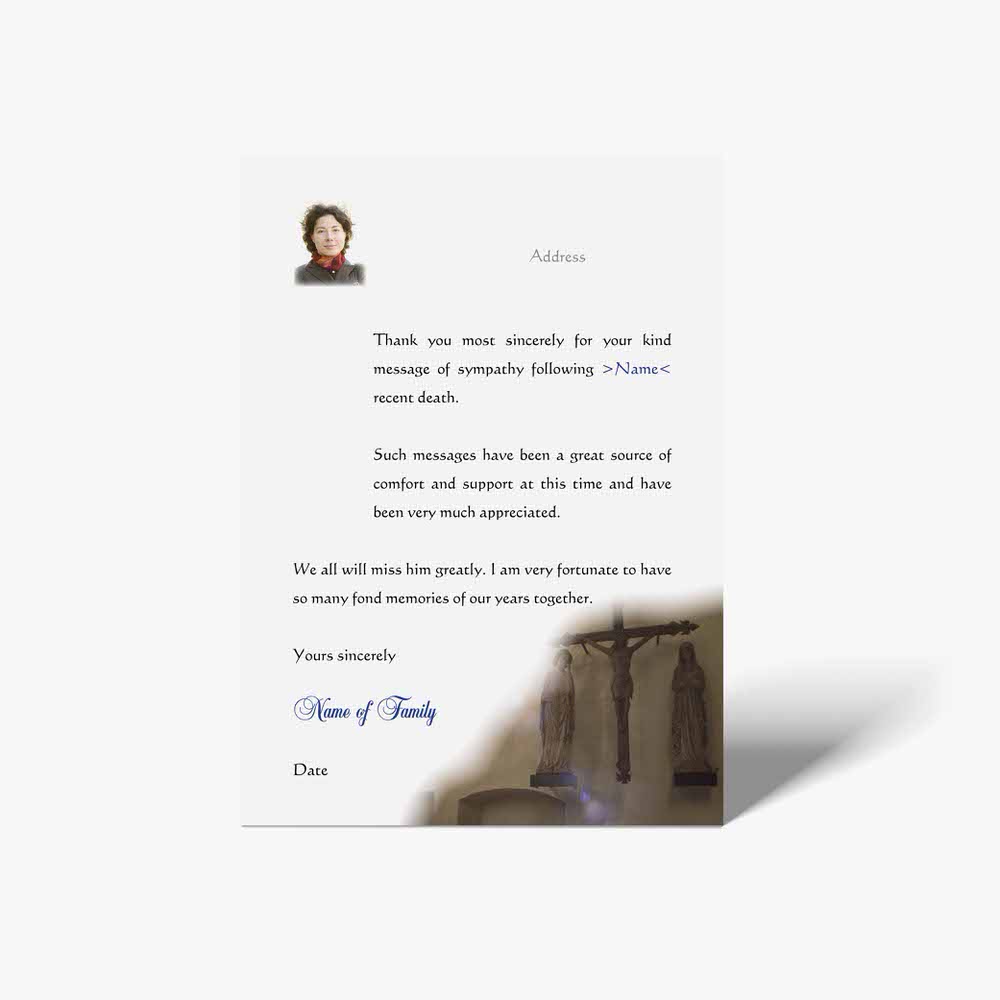 a thank card with a picture of a person