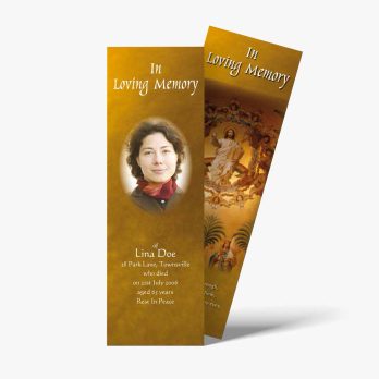 a funeral bookmarks with a photo of a woman