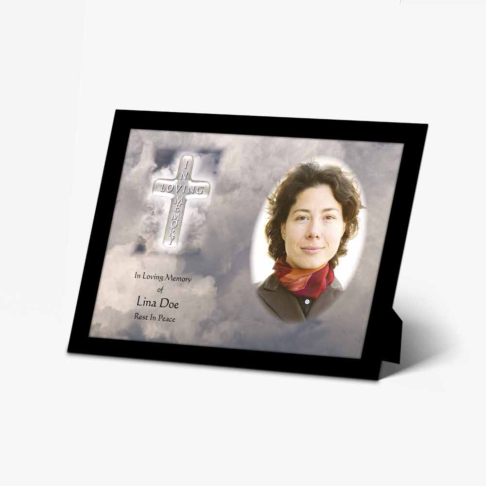 a cross memorial photo frame