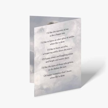 greeting card with poem in the sky