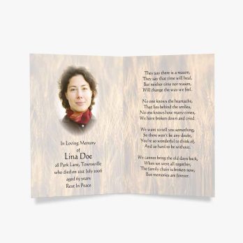 funeral card template - wheat field