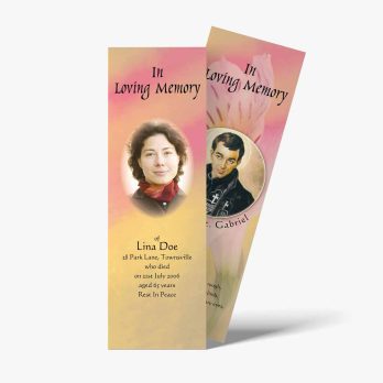 a bookmarks with a photo of a woman and a man