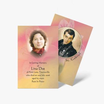 a funeral card with a photo of a man and a woman