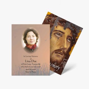 a funeral card and a photo of a person