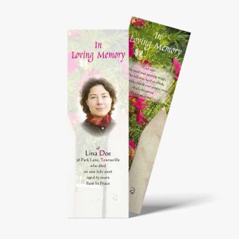 a bookmarks with a photo of a woman in a floral dress