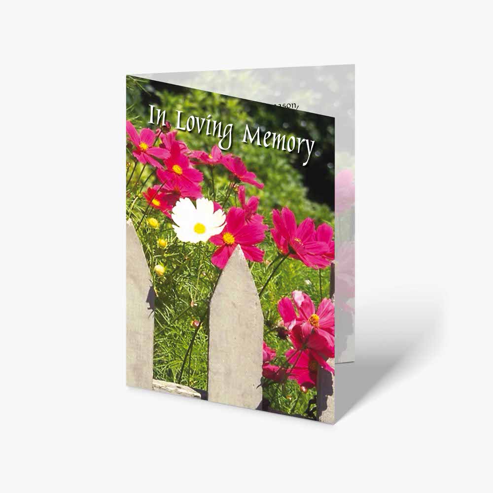 greeting card with flowers in a garden