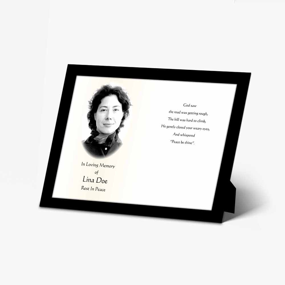 a framed photo of a woman with a black and white photo of her face
