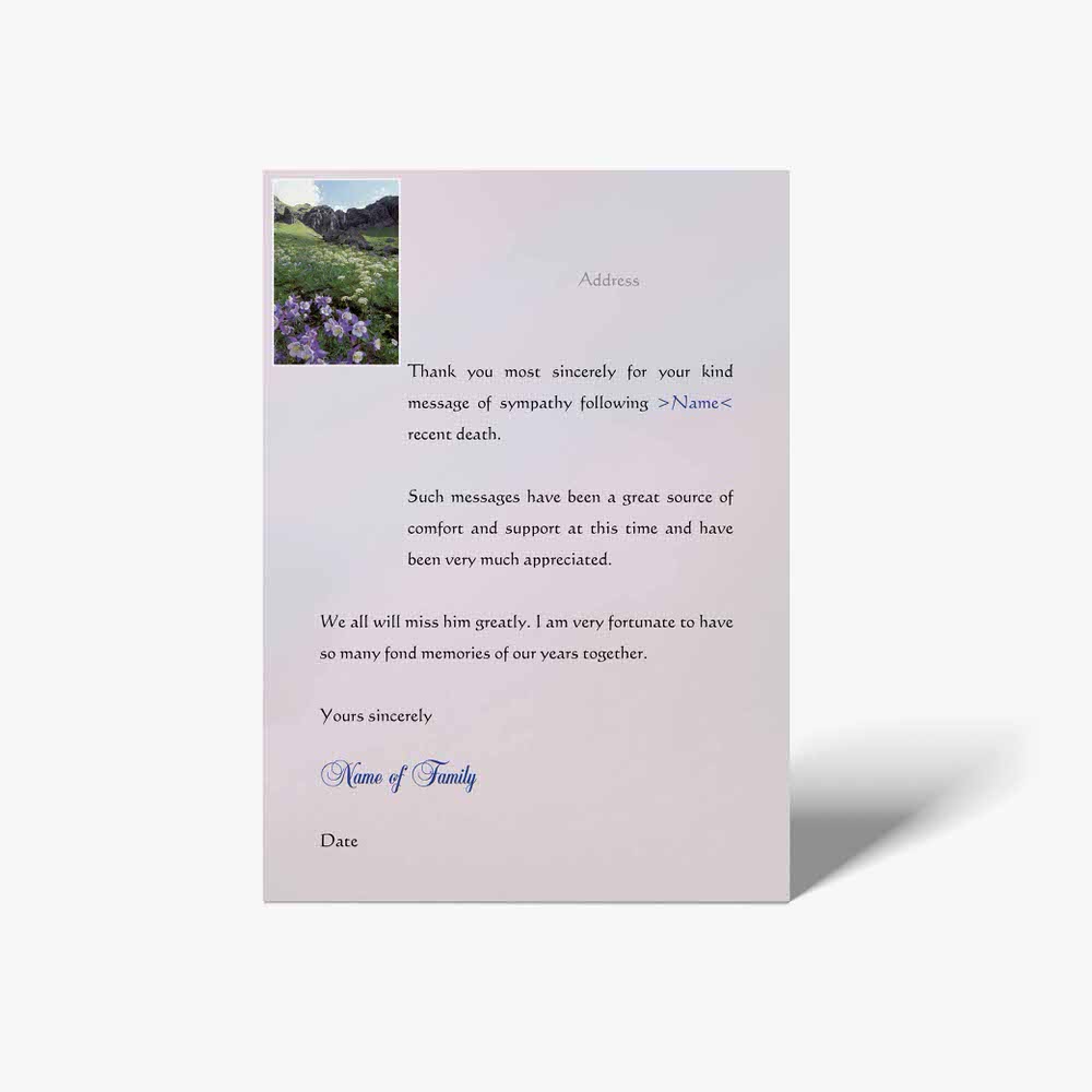 thank you card with a photo of flowers
