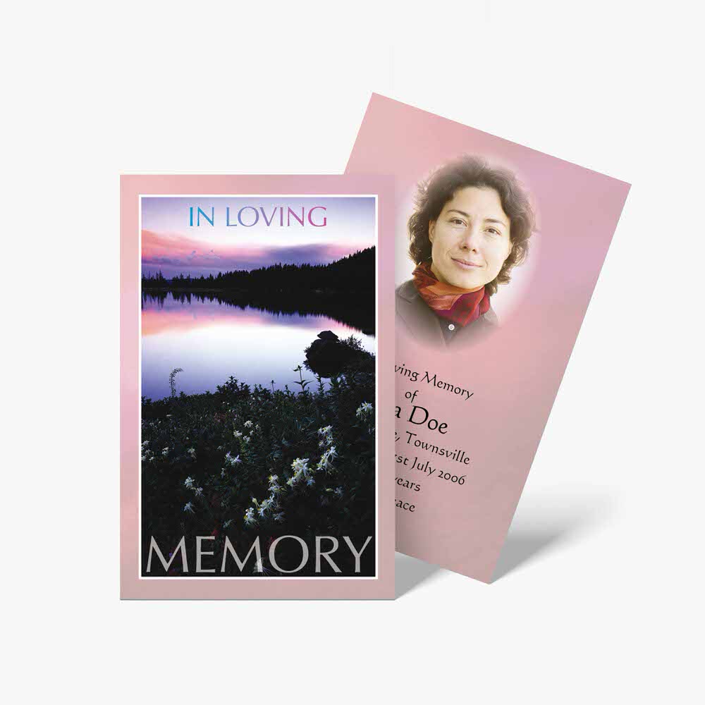 memorial cards with photos of loved ones