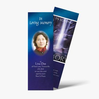 a bookmarks with a photo of a woman in a blue dress