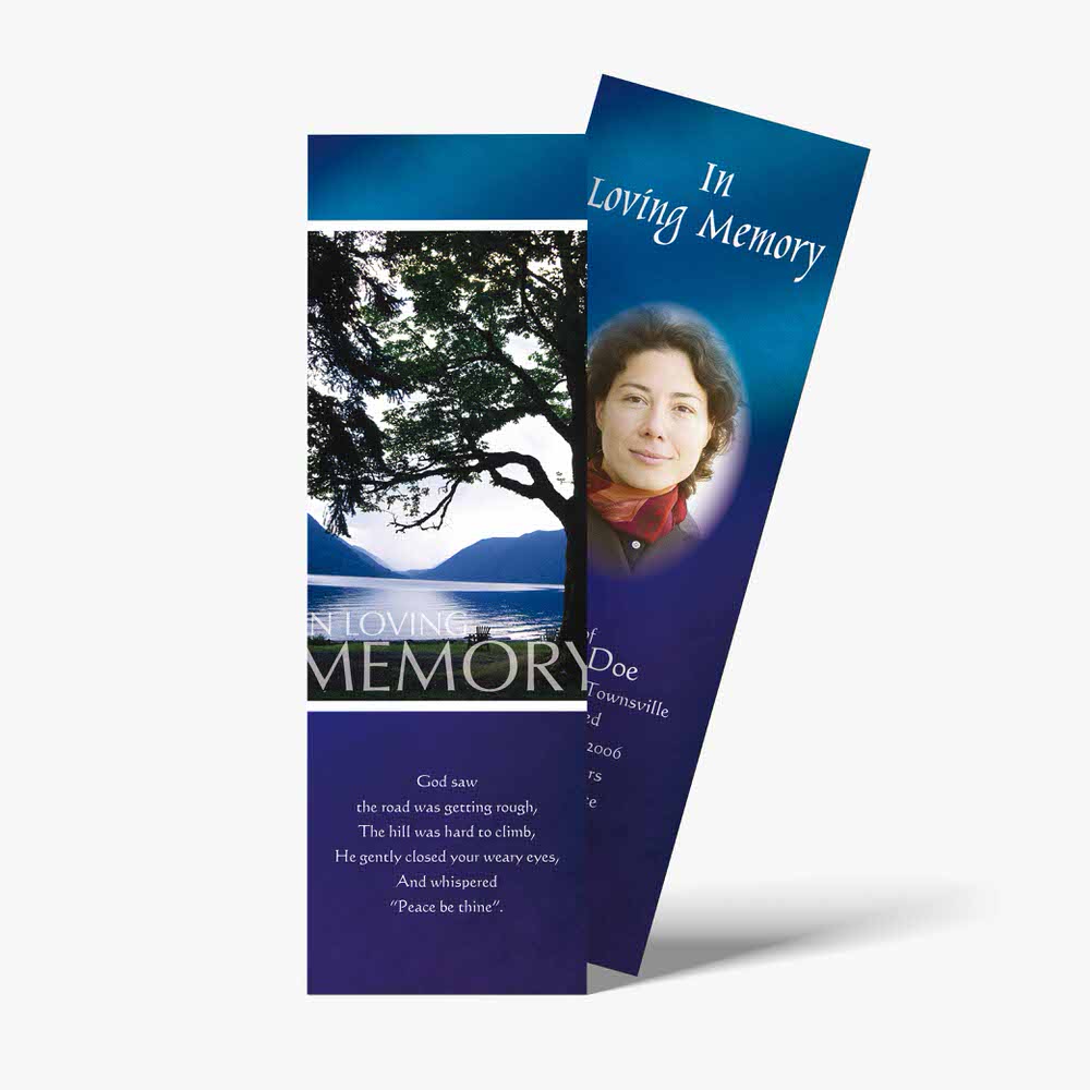 a bookmarks with a photo of a woman and a tree