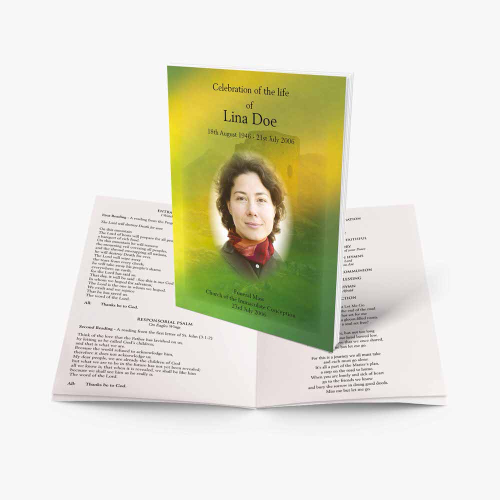 green funeral program template