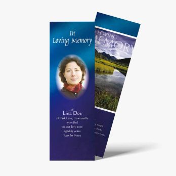 a bookmarks with a photo of a woman in the mountains
