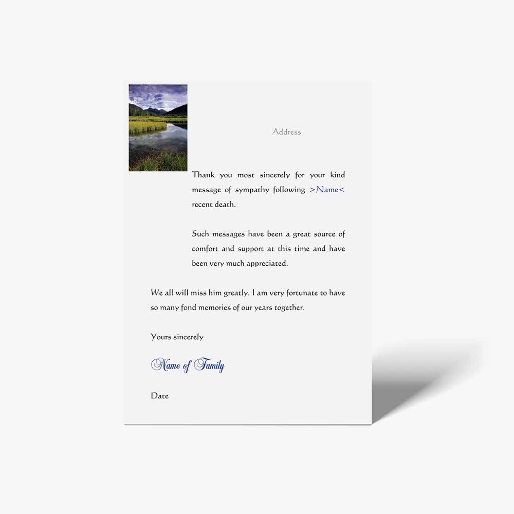 thank you card with a lake and mountains