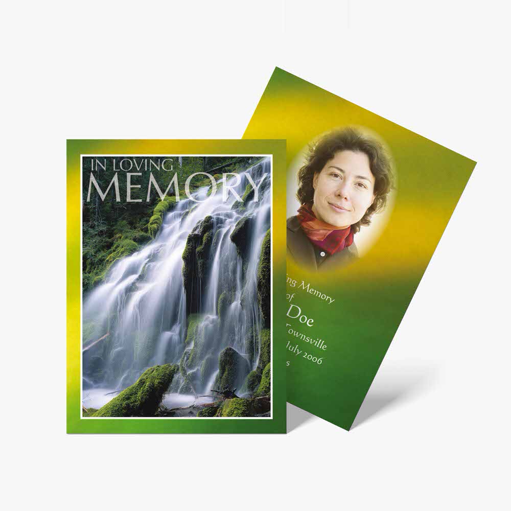 memorial cards with waterfall