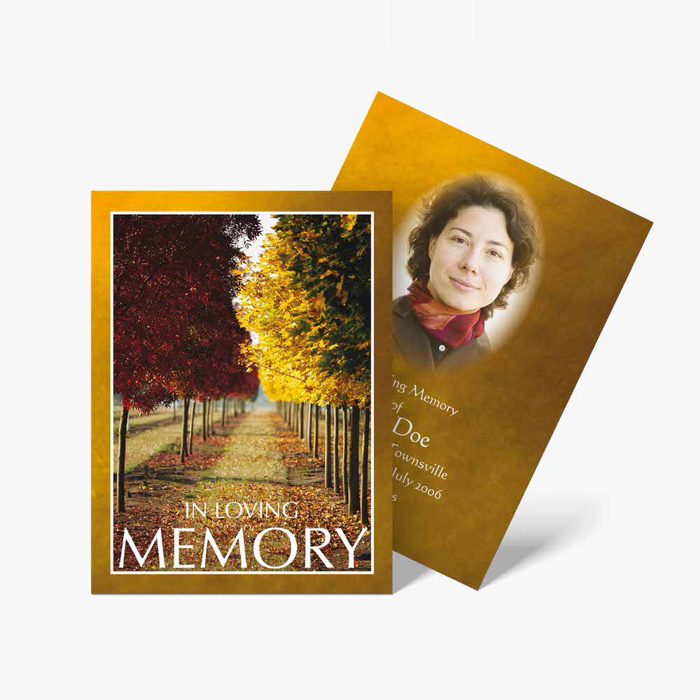 fall leaf memorial card