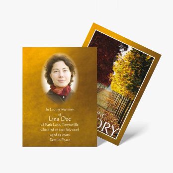 golden leaves funeral card