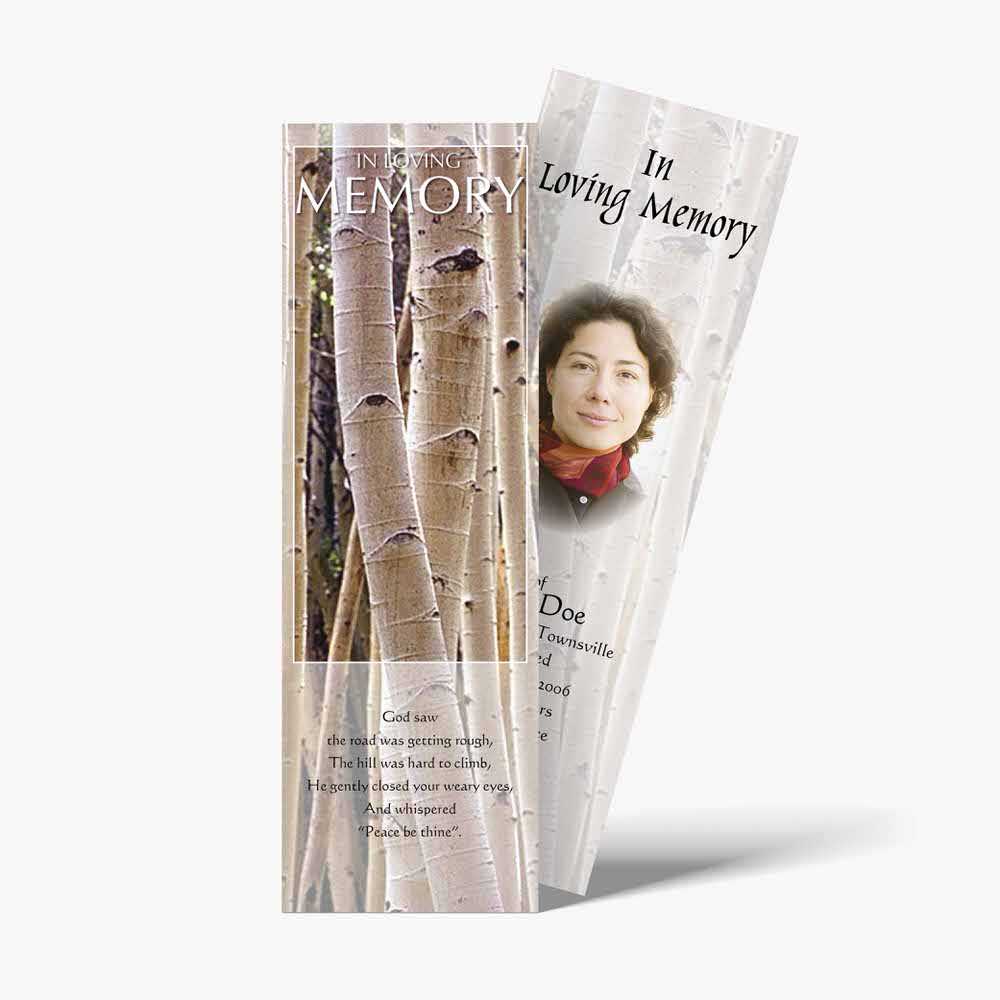 a bookmarks with a photo of a woman in a forest