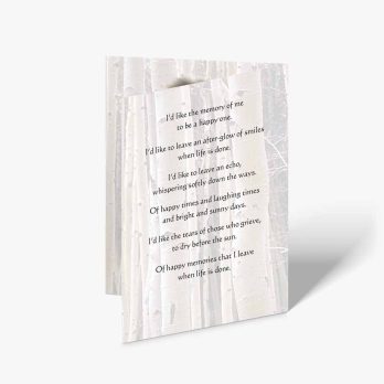 a white card with a poem on it