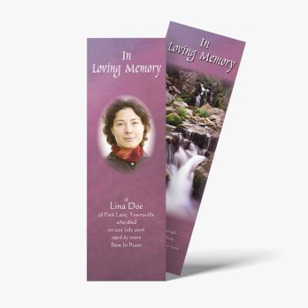 a bookmarks with a photo of a woman in a waterfall