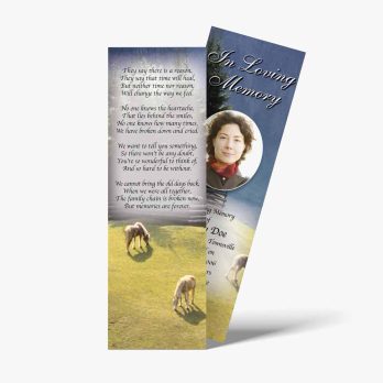 a bookmarks with a picture of a sheep and a poem