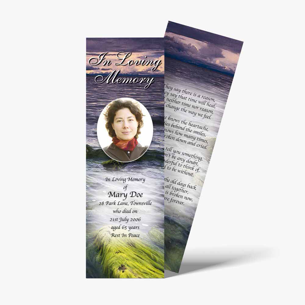 a bookmark with a photo of a woman on the beach