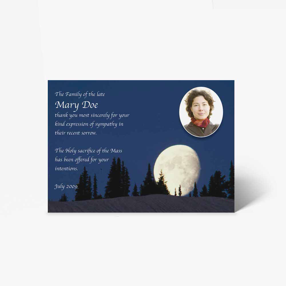 memorial card template for a woman in the woods