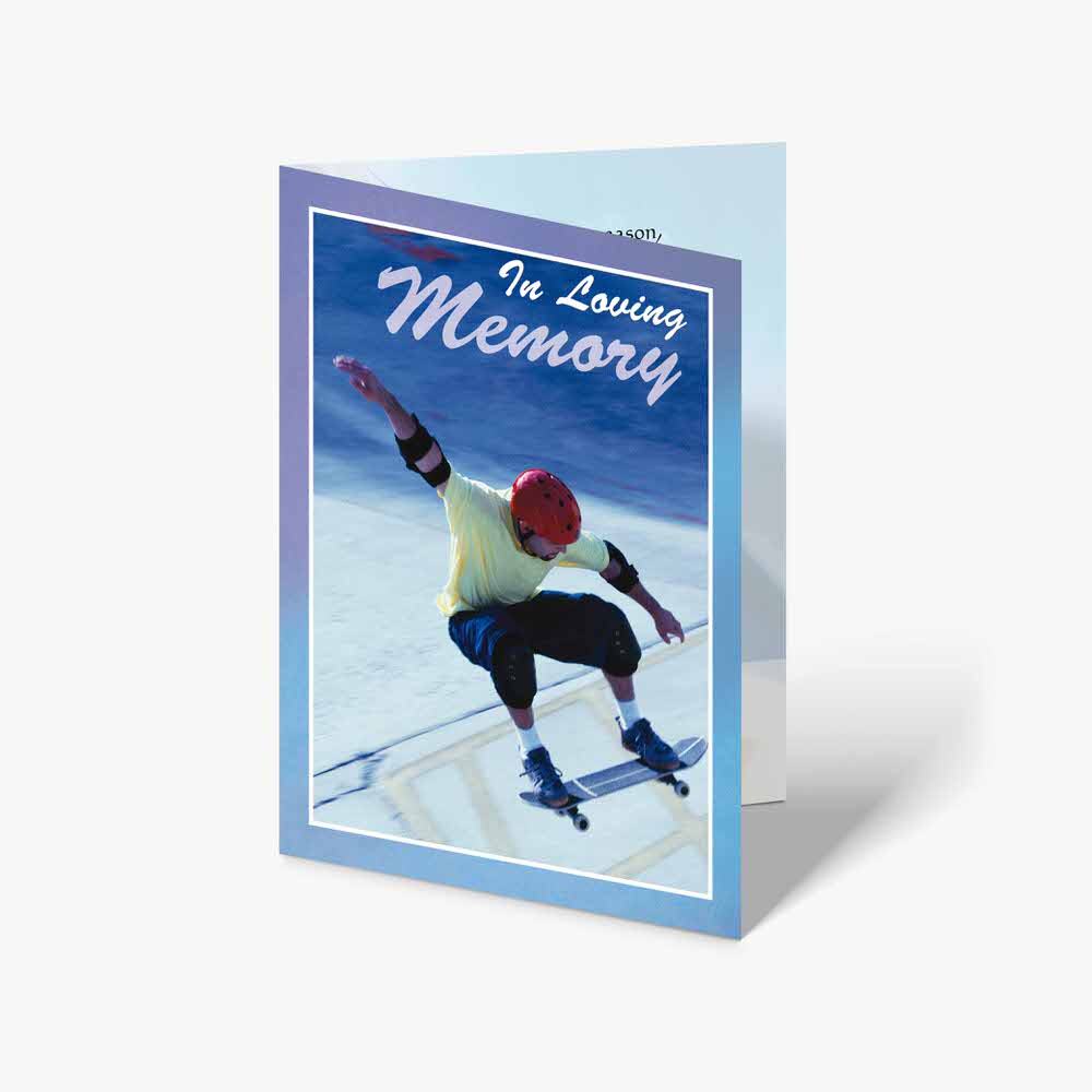 a greeting card with a skateboarder doing a trick