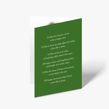 green card with poem