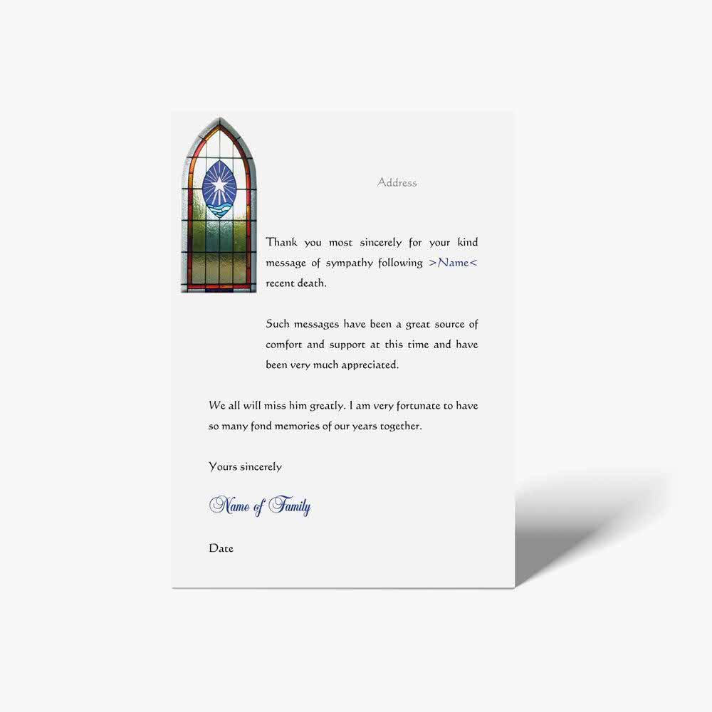 a thank card with a stained glass window