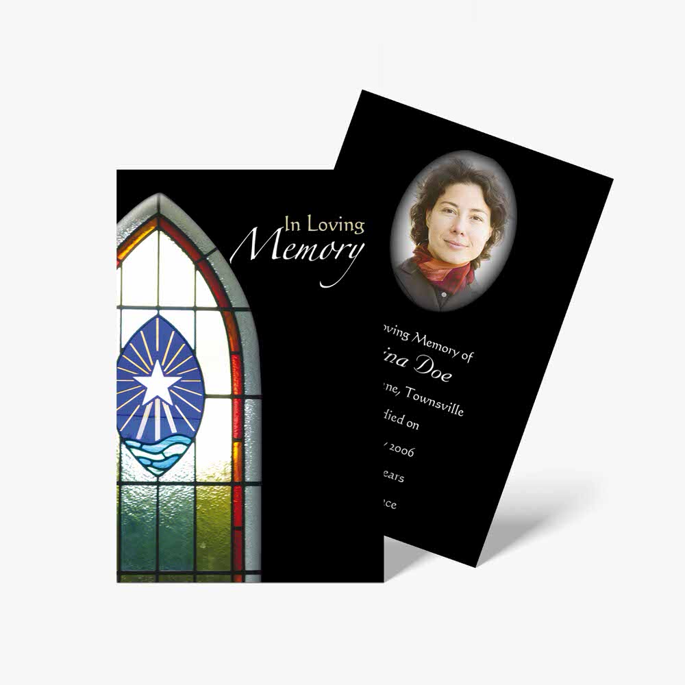 memorial cards with stained glass windows