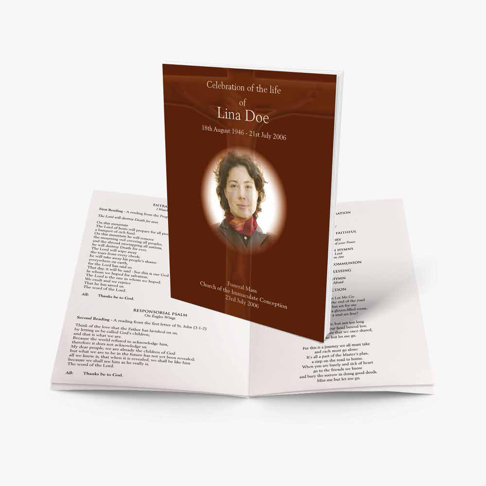 brown funeral program template