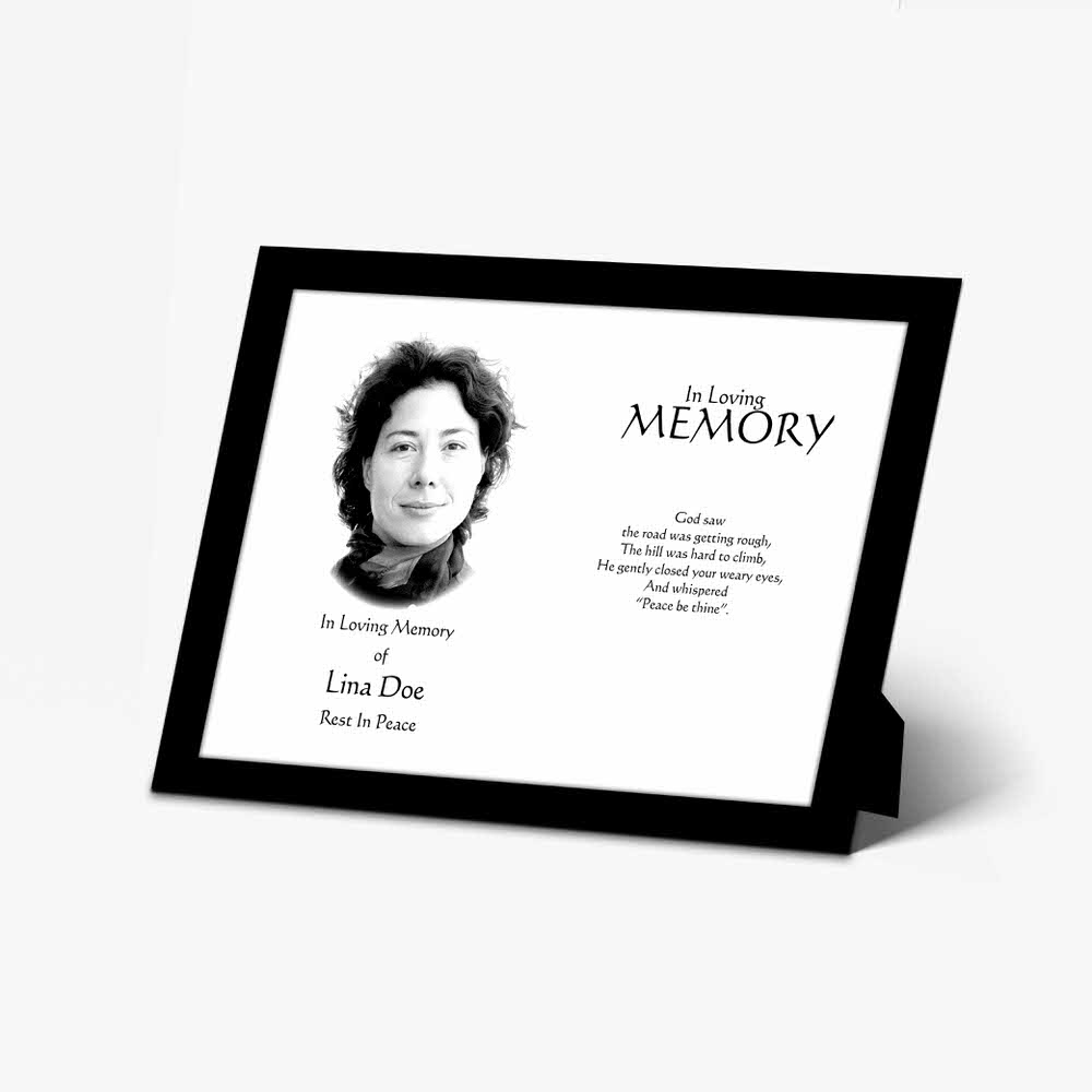 memorial card template - black and white