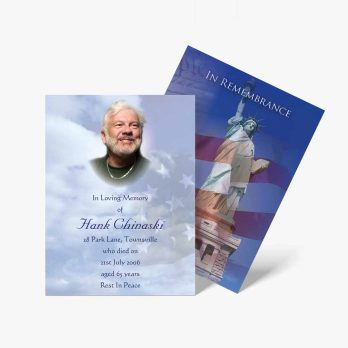 memorial cards with the statue of liberty