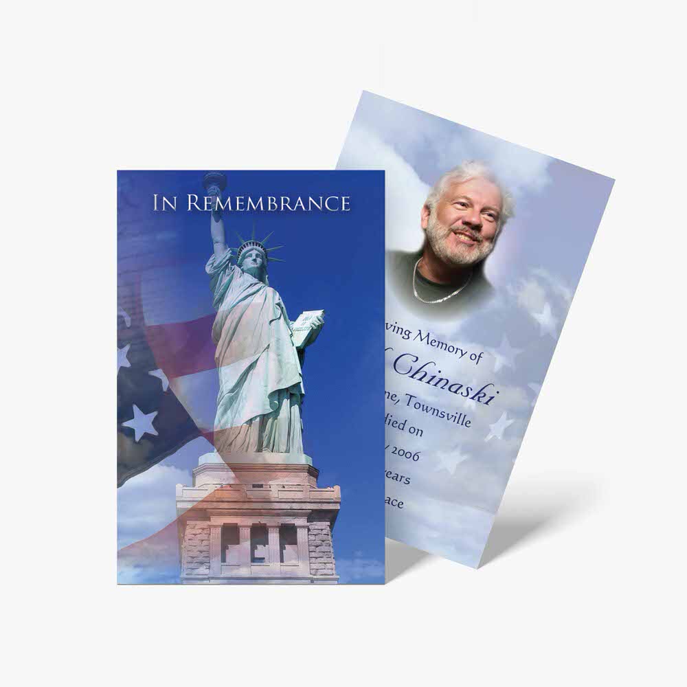 memorial cards with the statue of liberty