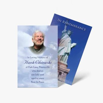 memorial cards with the statue of liberty