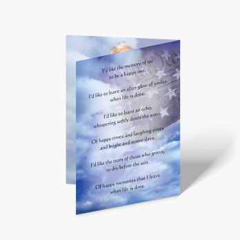 a card with a poem about the american flag and the sky