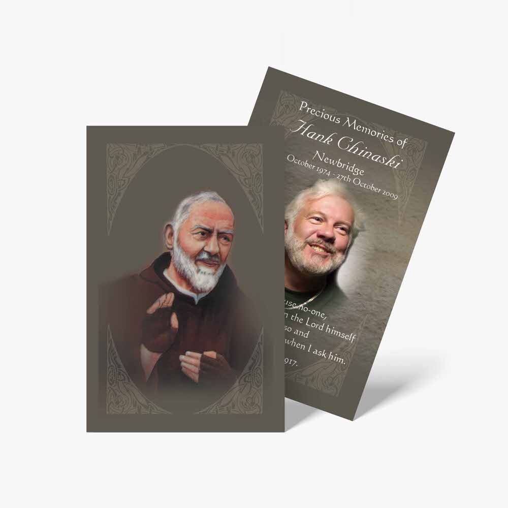 two cards with an image of an old man and a woman